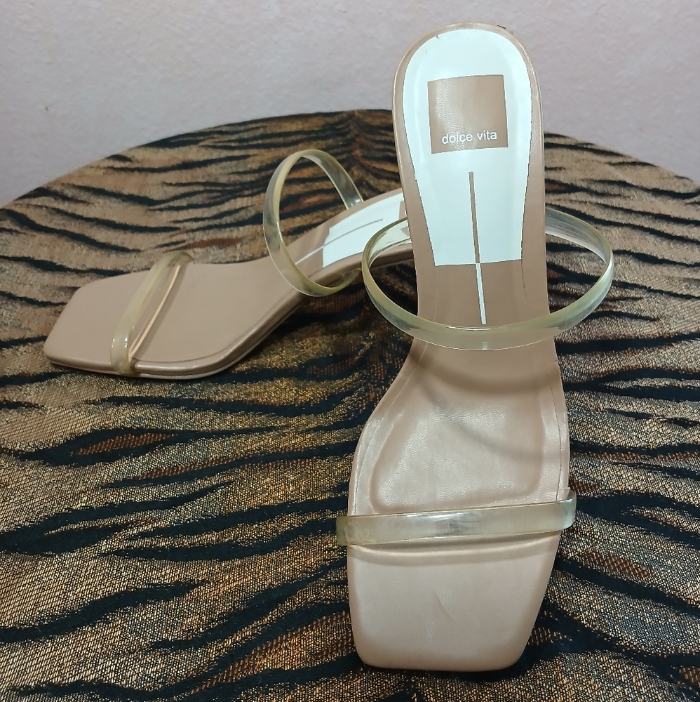 Dolce Vita Noles Clear Vinyl Block Heeled Sandals Size 8